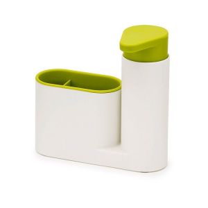 Distributeur de savon à vaisselle 2 en 1 avec porte-éponge pour salle de bain et cuisine, vert - Neuf