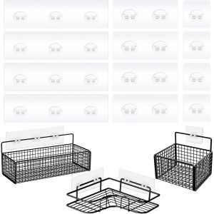 Kalanka-Lot De 4 Crochets Adhésifs De Rechange Pour Étagère De Douche, Étagère De Salle De Bain, Porte-Savon, Accessoires De Cuisine (12 Crochets Simples + Doubles + Triples) - Neuf