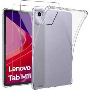 NAERYUT-Coque Pour Lenovo Tab M11 2024 (10.95 Pouces)+[2 Pièces] Verre Trempé,Souple Silicone Protection Étui,[Antichoc],[Anti-Rayures],Ultra Mince Transparente Housse Case - Neuf