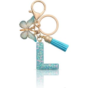 KAL-Porte-Clés Lettre Porte-Clés Fille Lettre Initiale Porte-Clés Pour Femmes Femmes, Bleu - Neuf