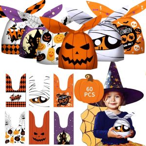 60Pièces Sac De Bonbons D'Halloween,Papier Sacs De Bonbons Avec Poignée D'Halloween,Grand Sac Emballage Cadeau,Sachet Bonbon,Sacs De Friandises Pour Halloween - Neuf