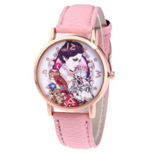 Mesdames Montre Personnalit&eacute; Montre Femmes &Agrave; La Mode Fine Mouvement Montre Cuir Montre-Bracelet (Rose) - Neuf