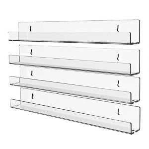 4 pi&egrave;ces acrylique transparent flottant &eacute;tag&egrave;re,&eacute;tag&egrave;re invisible,pr&eacute;sentoir moderne jouet organisateur de disques - Neuf