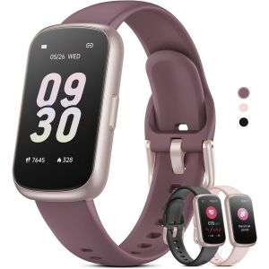 Montre Connect&eacute;e Femme Homme Petit, 1,47'' Bracelet Connect&eacute; Avec Fr&eacute;quence Cardiaque, Spo2, Suivi Sommeil, Montre Podometre, Etanche 3Atm Smartwatch Pour Android Ios, Or Rose Mat/Violet Fum&eacute; - Neuf