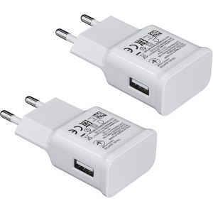 LORANKA-2-Pack Chargeur USB 2A Adaptive Fast Charging Connecteur de Charge pour Samsung Galaxy S20 S10 S6 S7 S8 S9/Edge/Plus/Active, Note 5 8 pour iPhone 11 Pro/X 8, Chargeur Rapide Original de Rempl - Neuf