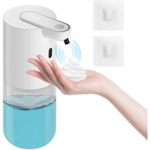 Distributeur de savon automatique, rechargeable, sans contact, 400 ml, avec 4 réglages de mousse, distributeur de savon électrique mural avec détecteur de mouvement infrarouge - Nettoyage automatique - Neuf
