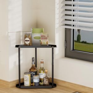 TIANYI-Double Couche Cuisine Armoire Organisateur, Metalle Organisateur,pour Placard de Cuisine/Salle de Bain/comptoirs/ustensiles. (Noir) - Neuf