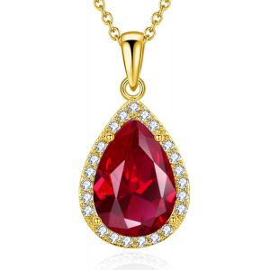 Collier pendentif ovale en forme de poire en forme de larme | Collier de pierre de naissance cristaux rubis &eacute;meraude saphir | Cadeau de bijoux significatif pour m&egrave;re fille petite amie &eacute;pouse - Neuf
