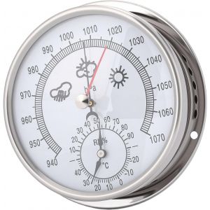 SUBZONAL-Barom&egrave;tre Thermom&egrave;tre Hygrom&egrave;tre Station M&eacute;t&eacute;o 5,2 Pouces en Acier Inoxydable 3 en 1 Marine Bateau Bureau Salon Support Mural Instrument de Pr&eacute;vision pour Une Utilisation - Neuf