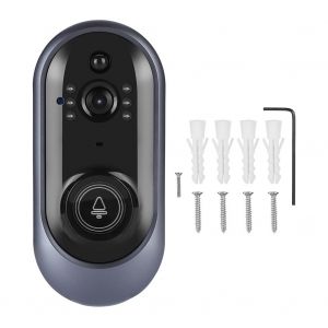 Sonnette de securite domestique sans fil 1080p, interphone intelligent avec camera HD et vision infrarouge - Neuf