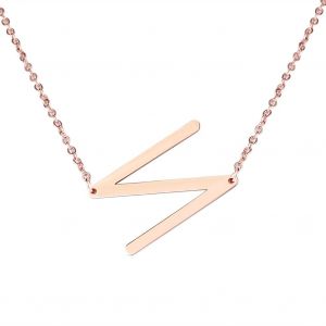 Colliers Tendance En Acier Inoxydable Avec Pendentif En Forme D'alphabet, Or Rose N - Neuf