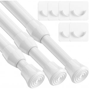 Lot de 3 barres de serrage extensibles - Sans per&ccedil;age - Pour store, armoire, projets de bricolage - Blanc - 30 &agrave; 50 cm - Diam&egrave;tre : 13 mm - Neuf