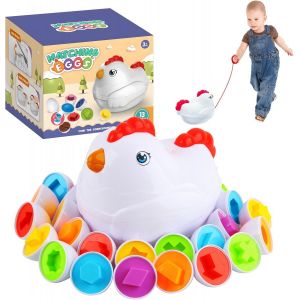 ChenQuanSarl-Oeufs Montessori Assortis, 12 Oeufs Montessori, Stockage Voiture Poule, Jouets Sensoriels, D&eacute;veloppement Des Comp&eacute;tences Tri, Parfait Pour &Eacute;ducation Pr&eacute;scolaire, Jouet P&acirc;ques - Neuf