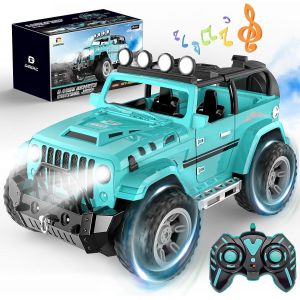 Voiture Télécommandée Avec Brume De Brouillard Et Musique,Camion Télécommandé 1:16 Pour Garçons,Jouet De Voiture Rc 2,4 Ghz Avec 2 Batteries,Cadeaux Suv Tout Terrain¿-Cloudds_Store - Neuf