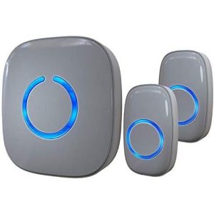 Kalanka-Sonnette De Porte Sans Fil - Port&eacute;e De 300 M - &Eacute;tanche - Avec 2 R&eacute;cepteurs Plug-In Et 1 &Eacute;metteur - 52 M&eacute;lodies - Avec Flash Led - Mod&egrave;le Cx (Gris) - Neuf