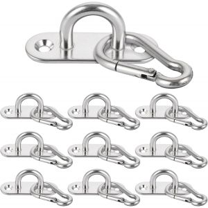 Ulteronixshop-10 Pi&egrave;ces Crochet Plafond en Acier Inoxydable, Plaque Oeillet M6, Crochet Balancoire Lourds, Kit de Fixation pour Voile D'ombrage, Yoga, Hamacs - Neuf