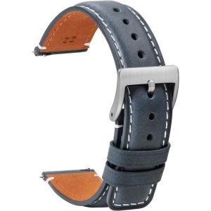 KAL-Montre Bracelets Cuir 20Mm - Remplacement Bracelets De Montre D&eacute;gagement Rapide Noir Doux Sport Pour Hommes Dames - Bracelets Montres Intelligentes Fermoir Boucle Argent&eacute;e - 18Mm 20Mm 22Mm - Neuf