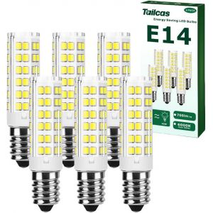 Kal-Ampoule Led E14, 7w (Équivalent Halogène 65w) Blanc Froid 6000k 700lm Petite Vis Edison Non Dimmable Sans Scintillement Ac 220-240v Pour Plafonniers, Hotte Cuisine, Lampes De Bureau, Paquet De 6 - Neuf