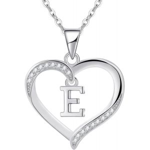 Kalanka-Pour Femme En Argent Lettre Initiale A-Z Coeur Collier Personnalisé Prénom Initial Collier Bijoux Femme Argent Cadeau Pour Anniversaire Fête Des Mères Saint Valentin - Neuf