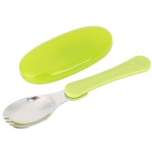 Couverts De Table Pliables En Acier Inoxydable Pour Enfants, Resistants A La Temperature, Avec Boite De Rangement, Vert - Neuf