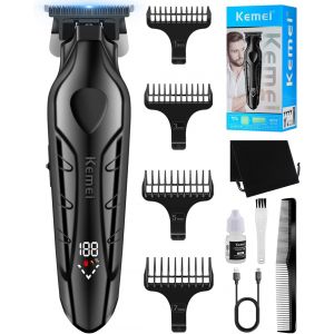 2269 Tondeuse &Agrave; Cheveux Professionnelle Pour Homme-Lame En T Sans Espace-&Eacute;lectrique Sans Fil-Barbe Rechargeable Avec &Eacute;cran Led - Neuf