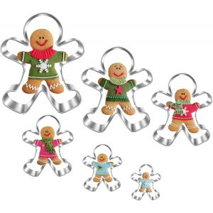 Lot De 6 Emporte-Pi&egrave;ces En Pain D'&eacute;pice - 11,5 Cm 9 Cm 7 Cm 5,3 Cm 4 Cm 2,4 Cm - Emporte-Pi&egrave;ce Amusant De No&euml;l Pour Enfants - Neuf