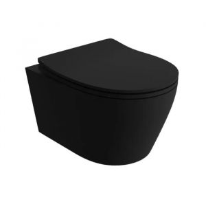 LAVITA Praia Black WC suspendu | L'abattant de WC à chute lente | WC suspendu sans bord | WC | 360x480x375 cm | noir - Neuf