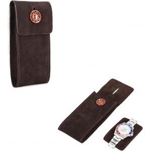 Kal-Pochette De Montre En Daim De Vache Pour 1 Montre, Organiseur De Voyage Pour Voyage À L'extérieur (Café) - Neuf