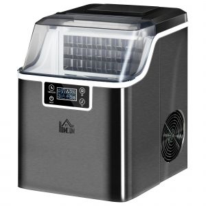 Machine &agrave; gla&ccedil;ons - 130W 3,2L 20Kg/24h 24 gla&ccedil;ons/14-18min - r&eacute;servoir glace 1,2Kg - acier noir - Neuf