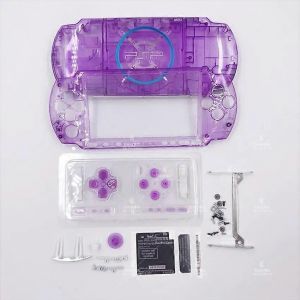 Coque De Remplacement Complete Pour Console De Jeu Psp 3000/3004, Crystal Colors, Avec Kit De Boutons - Neuf