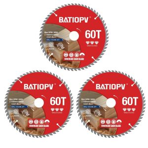 Lame de scie circulaire 165 x 20 mm (60 dents) 3 pièces. pour bois, panneaux de particules, contreplaqué, bois dur, etc. Compatible avec Dewalt Makita Bosch - Neuf