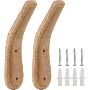 Naturel fait à la Main en Bois de Cabinet de Supports muraux pour le Mur de la Porte, Vintage Heavy Duty Organisateur Portemanteau pour porte d'Entrée, Cuisine, salle de Bain, Couloir, Hall d'accueil (Pack de 2) - Neuf