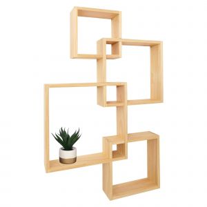 &Eacute;tag&egrave;re murale HWC-P23, &eacute;tag&egrave;re suspendue, d&eacute;coration murale, &eacute;tag&egrave;re suspendue, &eacute;tag&egrave;re cubique, &eacute;tag&egrave;re design, 4 &eacute;tag&egrave;res MVGnaturel - Neuf