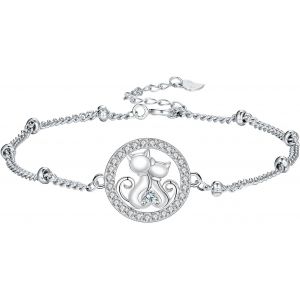 Eryi-Bracelet Femmes Argent 925 Bracelet Animal Pendentif Avec Zirconium Pour Femmes Filles Epouse Cadeaux Originaux - Réglable(16cm+4) - Neuf