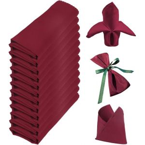 Eryi-Serviettes En Tissu, 12 Serviettes En Tissu Bordeaux, Serviettes En Tissu Doux,Lavables,Douces Et Confortables,Faciles À Repasser Pour Mariage, Anniversaire,Fête De Bar,Café,Célébrations - Neuf