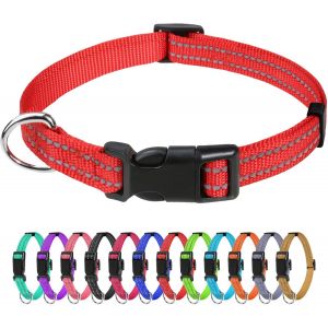Eryi-Collier Pour Chien, Collier En Nylon Réfléchissant Réglable Classique Convient Pour Chiot Et Chat, Rouge, 1.0cm Largeur - Neuf