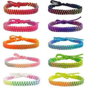 Eryi-Bracelet Bresilien,Cadeaux Anniversaire Femme,Goodies Anniversaire Enfant,Bracelt Tressé Avec Fleurs Colorées Réglable Bracelets Tissé Pour Femmes Bracele Amitié Fille Adolescents - Neuf