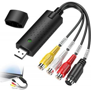 ChenQuanSarl-C&acirc;ble Adaptateur De Capture Vid&eacute;o Usb 2.0, Rca Vers Usb Convertisseur Vid&eacute;o Vhs Vers Dvd Num&eacute;rique Plug & Play Audio Vid&eacute;o Digitize Converter Adaptateur Pour Stockage Multim&eacute;dia Compatib - Neuf
