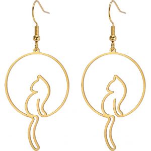 Chenquansarl-Boucles D'oreilles En Forme De Chat De Lune Pendentif Queue De Chat Bijoux Uniques En Mémoire De Chat Pour Les Femmes Et Les Hommes - Neuf