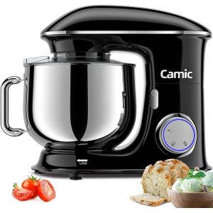 Robot Pâtissier Multifonctions, Pétrin 8L 1500W Puissant, Robot De Cuisine Avec Crochet Pétrisseur, Batteur, Fouet À Fil, Couvercle, Compatible Lave-Vaisselle (8 L, Noir) - Neuf