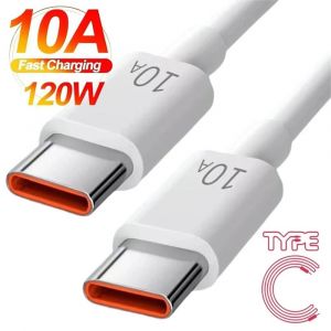 Eskal-Câble 10a Type C À Type C 120w, Charge Super Rapide, Cordon De Données Usb C Pour Samsung Xiaomi Huawei, Câble De Chargeur Rapide,White,0.25m - Neuf