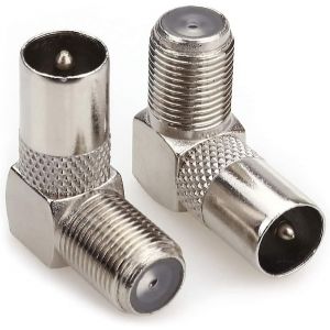 2025 - Adaptateur d'antenne TV coaxial m&acirc;le vers fiche F &agrave; angle droit de 90 degr&eacute;s, c&acirc;ble coaxial d'antenne TV, connexion F - Neuf