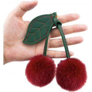 ytseazn-Porte-Clés Mignon Cerise Doré Pour Sac À Main,Pendentif Pompon,Accessoire De Noël,Rouge,L,Rouge,L - Neuf