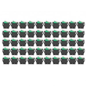 XYONG Kit de 50 interrupteurs a bascule ABS 6 broches, marche/arret, 2 positions, 125/250 V, pour machine, vert - Neuf