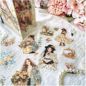 Scrapbooking Autocollants Pour Scrapbooking Accessoires Stickers Pet Clear Sticker Book 18 Feuilles Bullet Journaling Autocollants Décoratifs Pour Album Diy (Flower And Girl) - Neuf