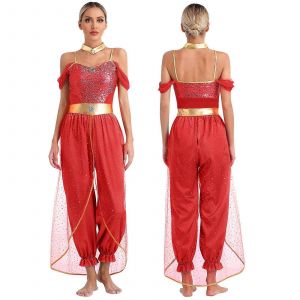 Costume De Princesse Arabe Pour Femme, Deguisement Bollywood, Combinaison Ornee De Pierres Precieuses, Tenue De Danse Du Ventre - Neuf