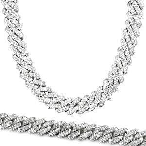 Trahoo-Chaine Argent Homme Chaîne Cubaine Homme Iced Out Miami Collier Cubain Chaîne Hip Hop Chaîne Avec Strass Homme Chaîne Argent Bijoux Cadeau Homme Femme Garçon - Neuf