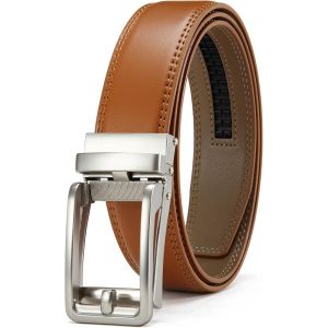 Ceinture Automatique En Cuir Pour Homme-35 Mm-Pour Costume Et Loisirs-Ceinture Micro-Réglable Sans Trous,Bronze,Taille 100-110cm(Gesamtlänge 125cm) - Neuf