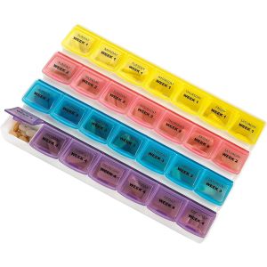 Pilulier Mensuel-Boite À Médicaments Extra Large 28 Jours Pour Voyage Et Organisation,Compartiments Journaliers - Neuf