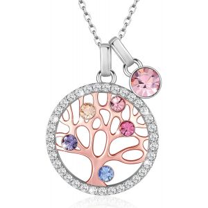 Kalanka-Collier Femme Arbre De Vie Argent 925 Avec Cristaux De Autriche Bijoux Id&eacute;al Cadeau Pour Femme Maman Mamie Anniversaire Cadeau Saint-Valentin F&ecirc;te Des M&egrave;res No&euml;l - Neuf